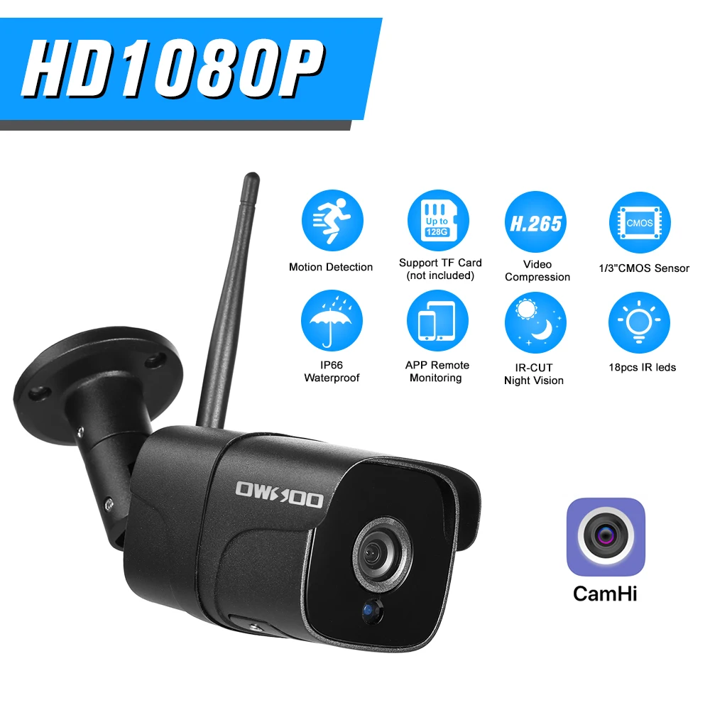 Беспроводная камера безопасности WIFI 1080P Поддержка P2P ONVIF домашняя ip IP66