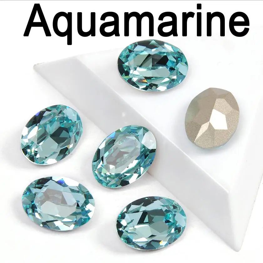 Aquamarine CTPA3bI Красочный Кристалл для нашивки Стразы с когтями стекло материал страз овальной формы швейная одежда Свадебный вечерний чехол для одежды - Цвет: Aquamarine