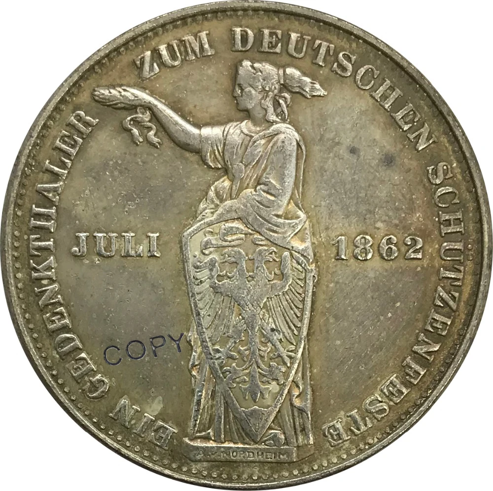 1862 Германия 1 Thaler предметы коллекционирования из мельхиора покрытые серебром