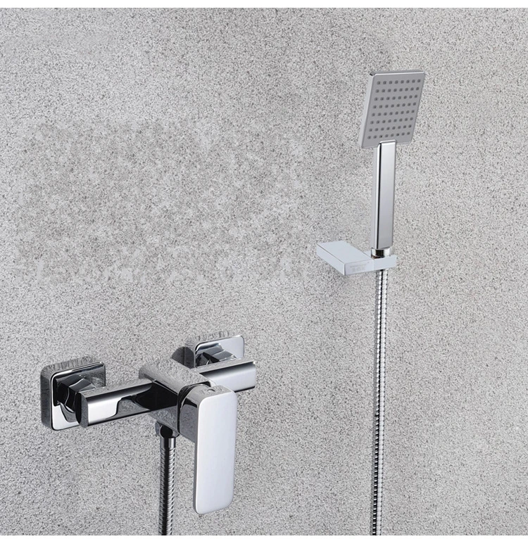 Chrome Solid brass shower mixer faucet wall mounted Cold and hot water tap mixing valve set-M54543 | Обустройство дома