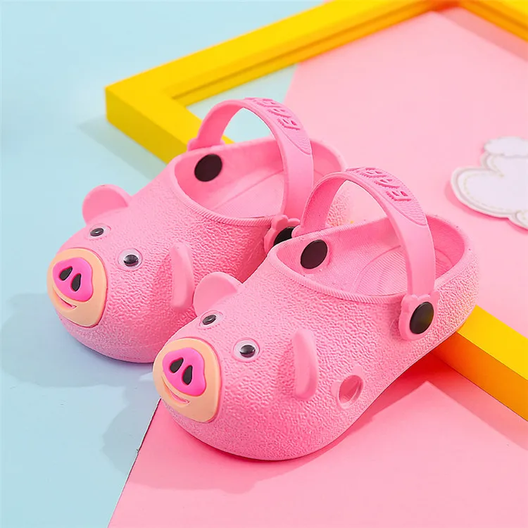 pink Scsech детская Классные шлепанцы с изображением мультипликационной свинки, обувь Cave износостойкие Нескользящие летние пляжные домашние для маленьких мальчиков и девочек с рисунком «крокодил» обувь SM02 - Цвет: pink