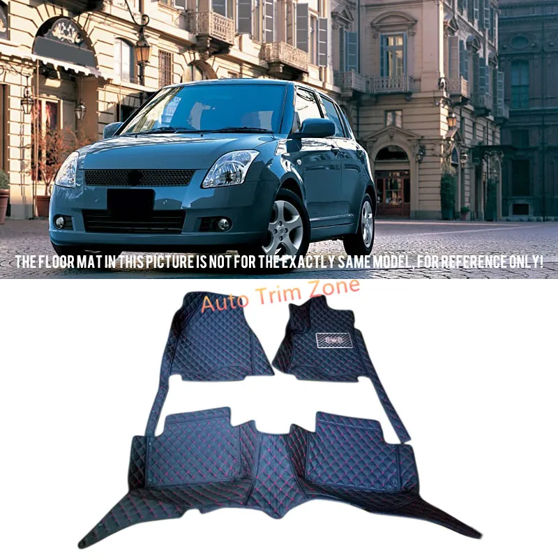Внутренние черные кожаные коврики и ковры для Suzuki Swift 2004-2009