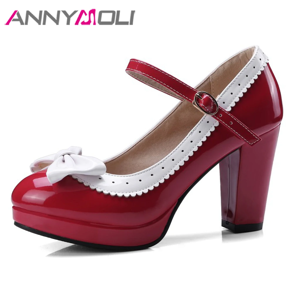 ANNYMOLI/туфли Mary Janes женские туфли на платформе и высоком блочном каблуке Туфли