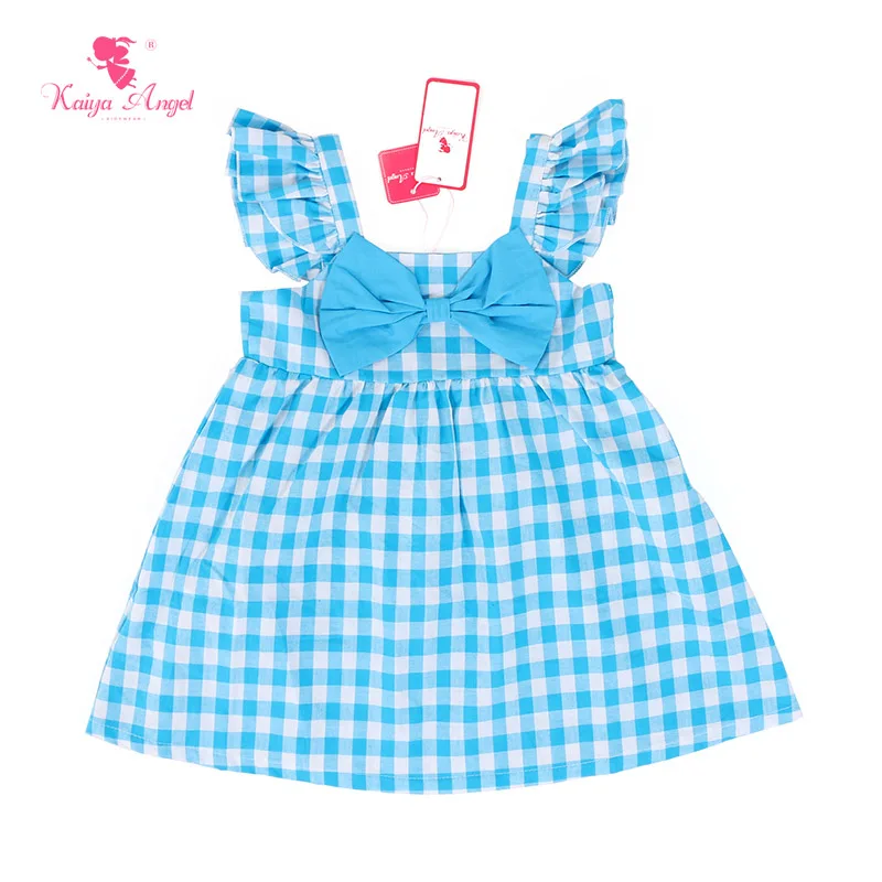 Детская одежда летние платья для девочек стильное летнее платье клетчатый
