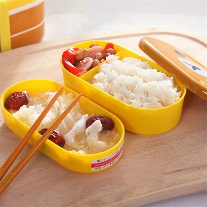 2 Слои модная одежда от бренда Rilakkuma Коробки для обедов Bento Портативный