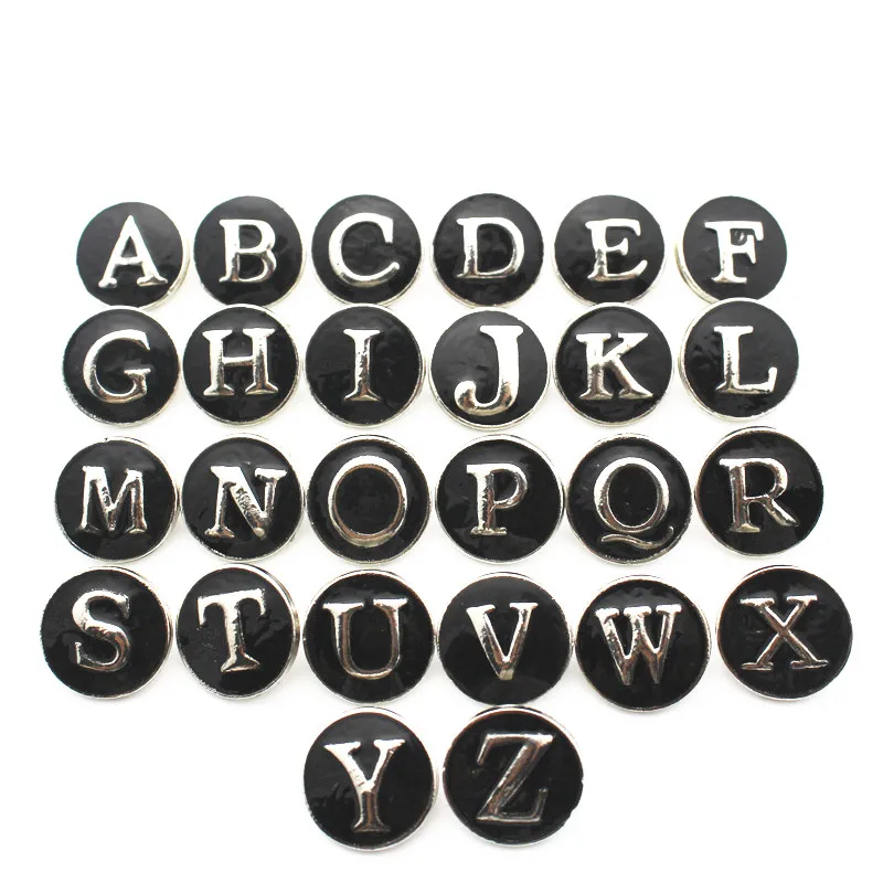 Mixs 26 шт./лот металлические цветные буквы алфавита A Z кнопки подвески для 18 мм/20 мм