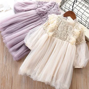 Детское кружевное Сетчатое платье с длинными рукавами, 2019