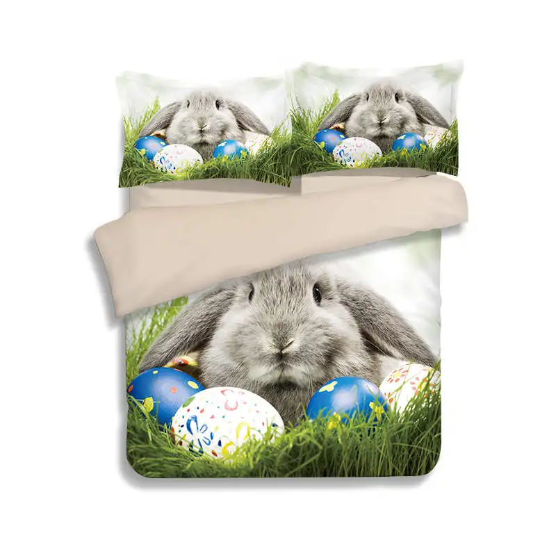 Комплект постельного белья из 3 предметов с 3D-принтом кролика | Дом и сад