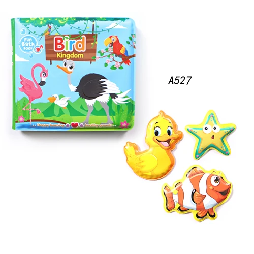 A527 with 3pcs Книг ванны для новорожденных Обучающие cogintive плавающие игрушки Ванная комната Игрушка для купания для книг, из eva Водонепроницаемый с BB свисток мультфильм животных игрушки - Цвет: A527 with 3pcs