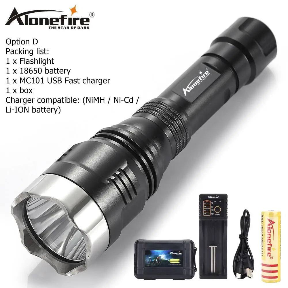 Option D AloneFire X570 Мощный светодиодный вспышка светильник XML-T6 светодиодный тактический вспышки светильник фонарь 1 Режим Водонепроницаемый фонарь светильник lanternas - Испускаемый цвет: Option D