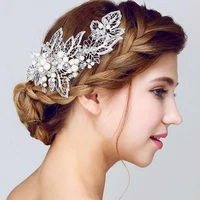 beautiful pearl hair comb floral bridal headband women pearl jewelry hairband hair clip bride tiara wedding accessories