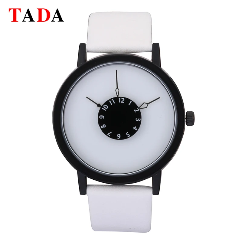 Часы наручные мужские и женские кварцевые с простым циферблатом кожаным