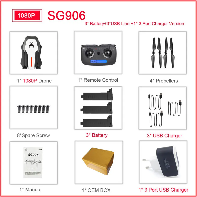 SG906 5G 1080P 4K HD WiFi камера Складная FPV игрушка, Дрон на дистанционном управлении RTF gps следить за мной/рука жестов стрельба 23 мин Время полета Вертолет - Цвет: White-1080P-3B-OEM