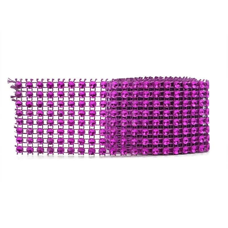Rose red 2 ярда 4 см Bling сетка-рулон с алмазами событие Вечеринка День рождения Свадьба DIY Украшение стола обертка для бутылки ленты с кристаллами Rhineston тюль - Цвет: Rose red
