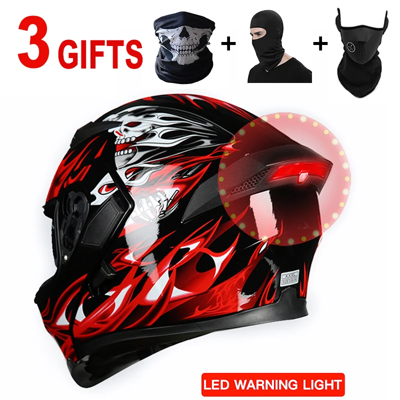 저렴한 DOT Moto-rcycle 레이싱 헬멧, Casque Moto LED 블루투스 이어폰 Kask 풀페이스 안전 헬멧 Casco Capacete 선글라스 렌즈