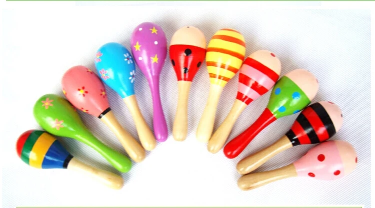 1 шт Красочные Дети деревянный шар погремушка игрушка песок молоток Погремушка