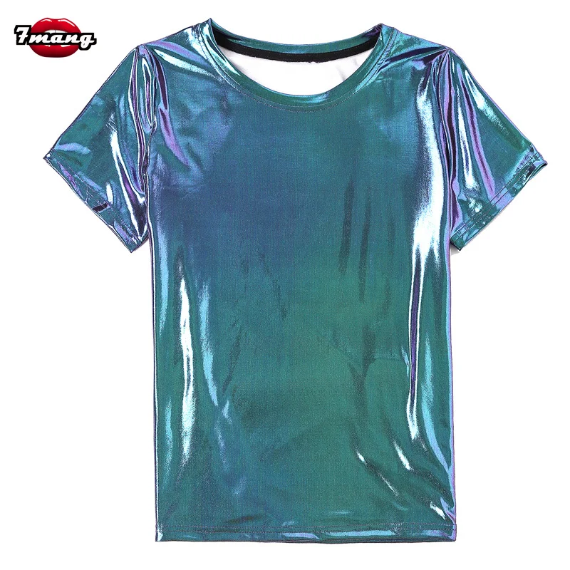 7mang XS 2XL лето 2018 женская уличная свободная футболка с круглым вырезом и ярким