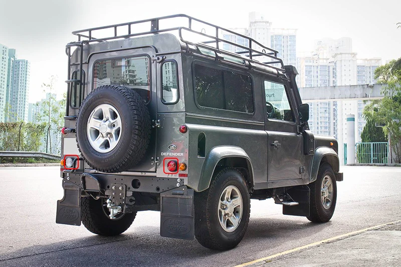 Для Land Rover Defender 2001- кабрио 90-16 обновленная Светодиодная лампа 95 мм круглый задний противотуманный задний резервный светильник 2 шт. дымовая прозрачная лампа