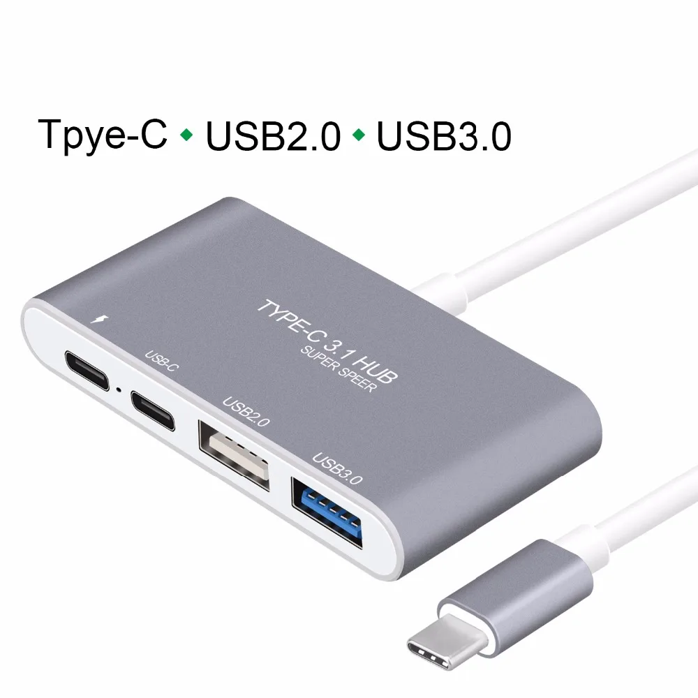KuWFi 4 порта usb type C 3 1 многопортовый адаптер USB к 0 концентратор Металлический