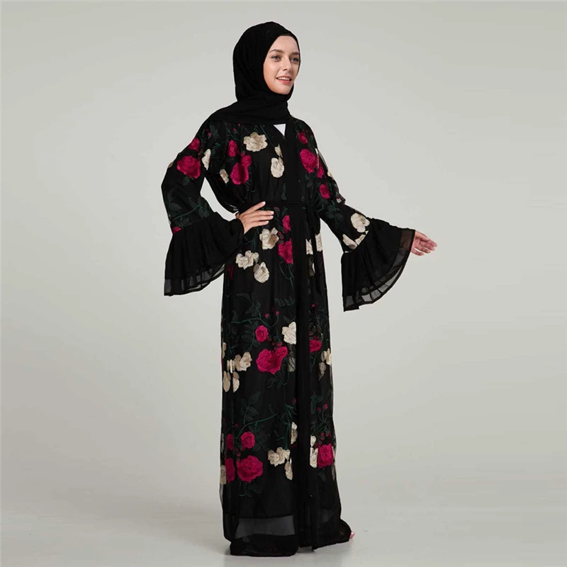 Женское кимоно с блестками Abaya мусульманское платье вышивкой в стиле Рамадан