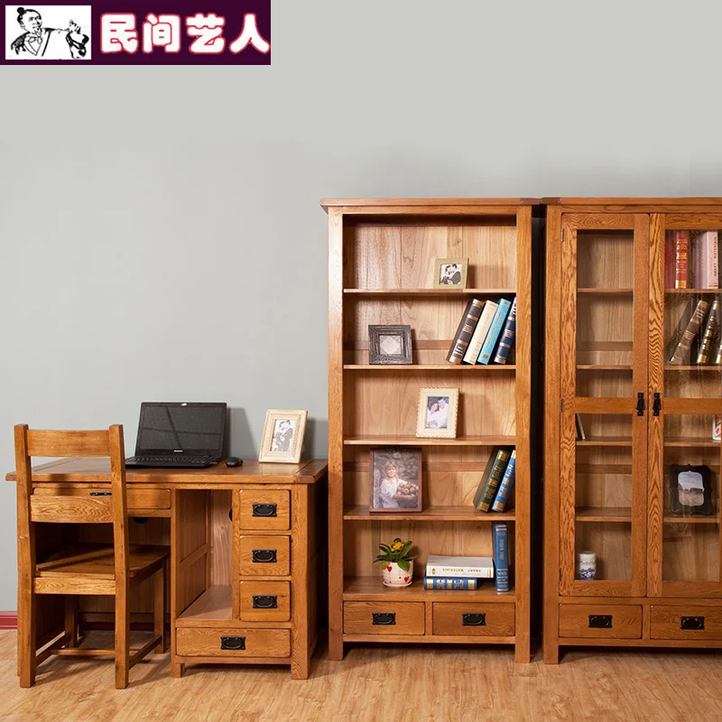 Европейский белый дуб каллиграфии компьютерный стол мебель изучения книги |