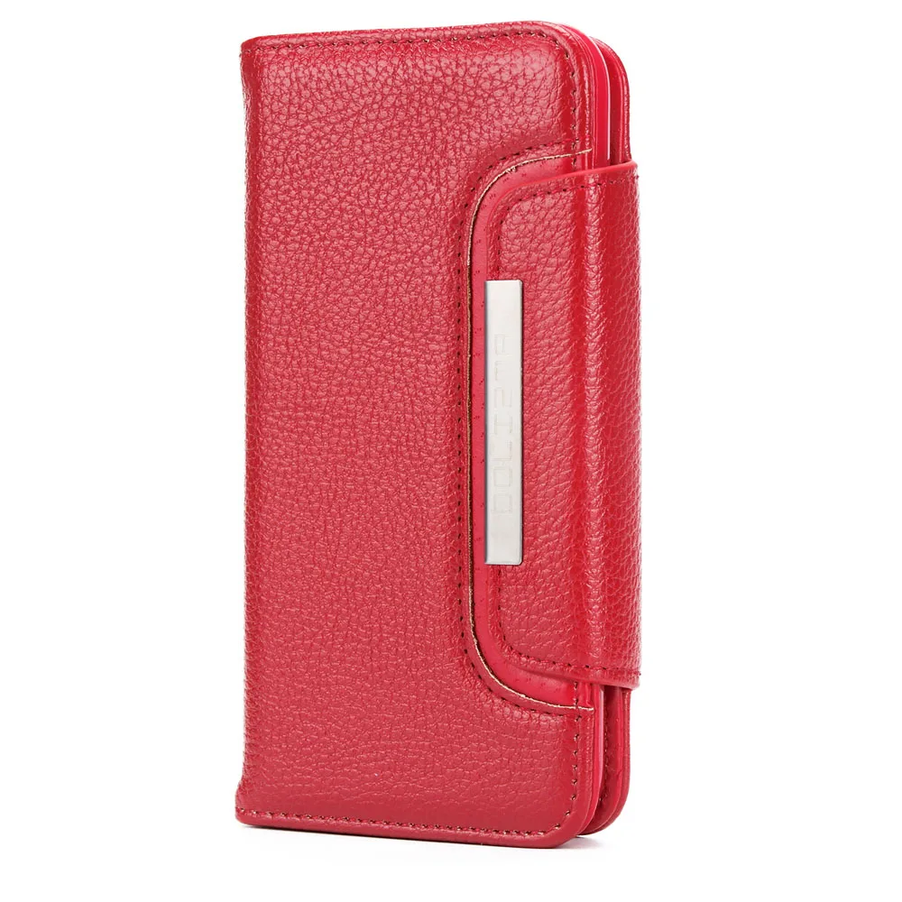 Red Кожаный чехол для iPhone XS Max, XS, XR, X, 8, 7, 6, 6S Plus, 5, SE, 5S, полиуретановый флип-чехол, Магнитная задняя крышка из ТПУ, съемный кошелек - Цвет: Red