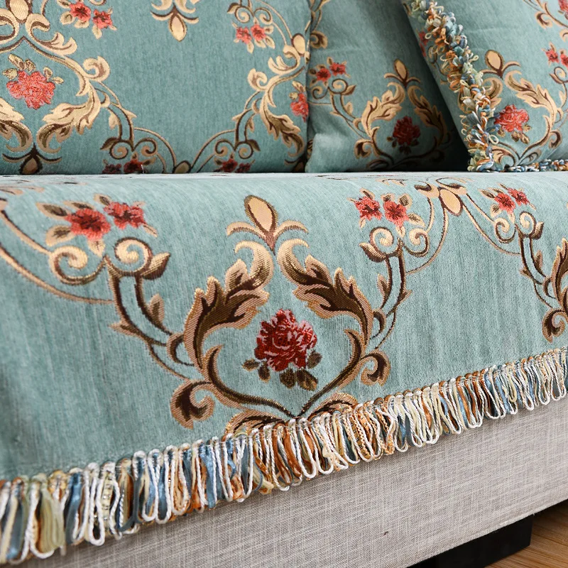 Индивидуальные европейские пасторальные синие диванные полотенца подушки