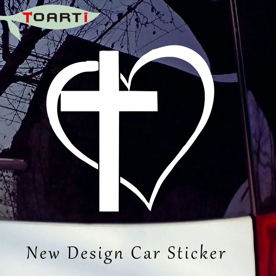 Стайлинг автомобиля крест сердце виниловая наклейка стикер окна для стенок