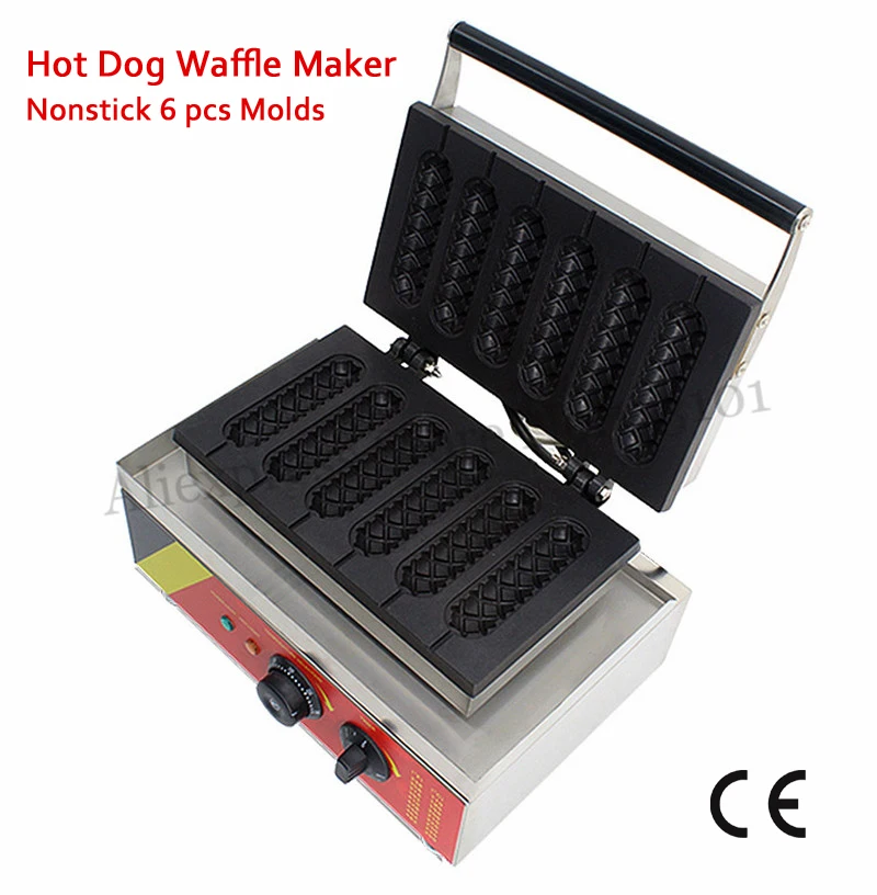 

6 Molds Electric French Muffin Hot Dog Baker Machine 110v 220v Lolly Hotdog Waffle Maker Professional Snack Food Device