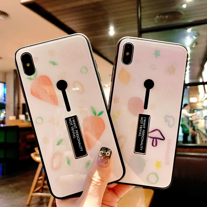 Чехол с кольцом в виде клубники для Apple iPhone XR XS X 6 6S 7 8 Plus крышка-держатель Max Cute |