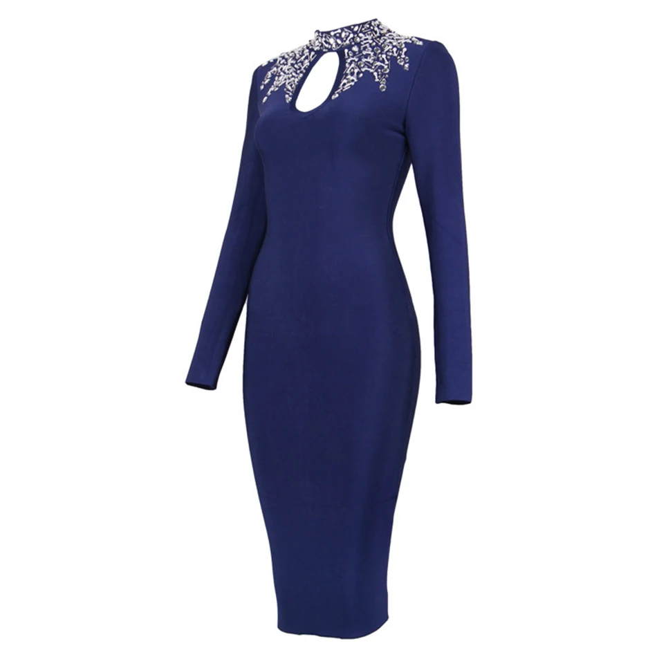 Лето г. новые женские платье водолазка Бандажное платье Сексуальная Bodycon бриллиантами знаменитости партия черный темно платья vestidos
