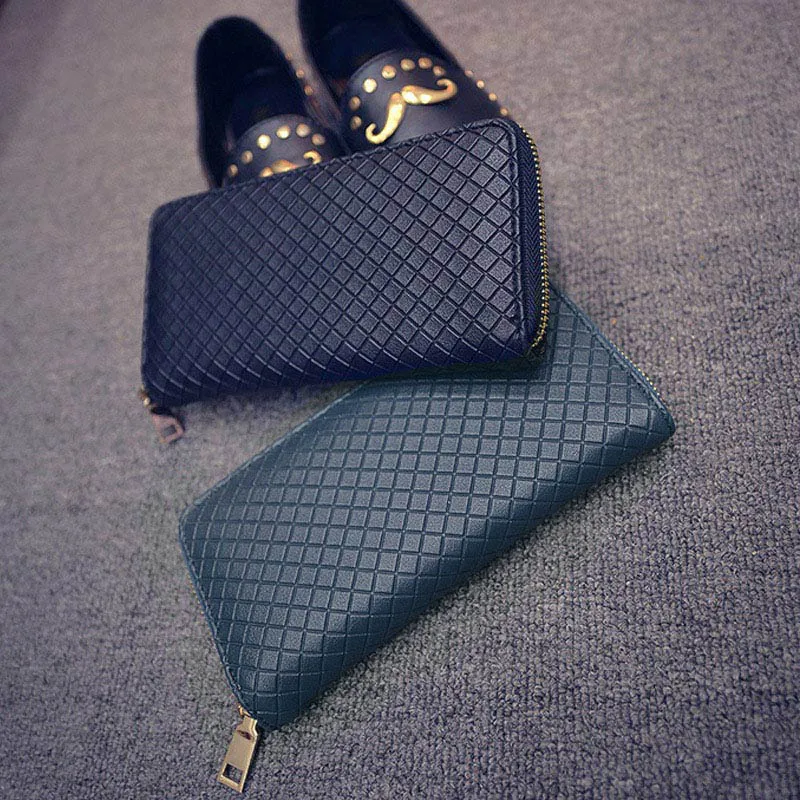 

Hot Selling Fashion Women Wallet PU Leather Solid Clutch Change Wallets Long Lichee Pattern Zipper Purse -B5
