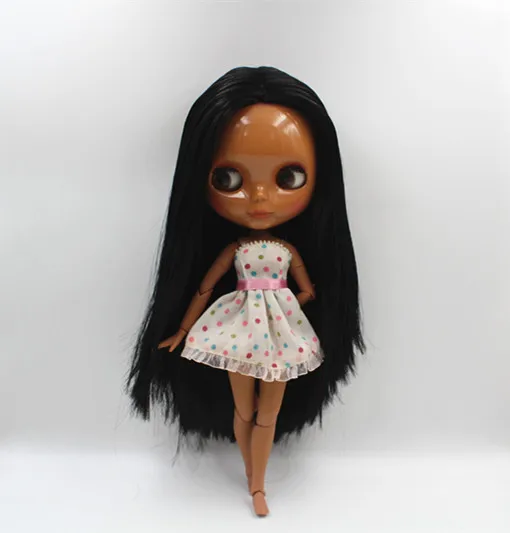 Кукла Blygirl Blyth, телесные куклы, черные прямые волосы, совместное тело, куклы из темной кожи, 19 совместных кукол, можно изменить макияж