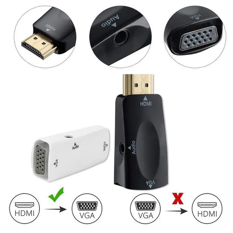 HDMI к VGA адаптер аудио кабель конвертер мужчин и женщин HD 1080P для ПК ноутбука ТВ