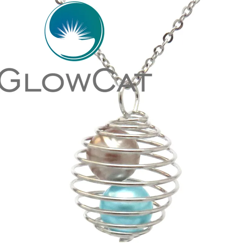 

KK554 Oval Spiral Beads Cage Locket Necklace Aromatherapy Essential Oil Diffuser Iron Locket Pendants Necklaces Women Best Gift