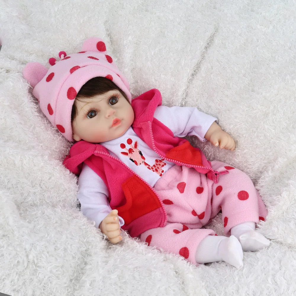 NPKDOLL кукла новорожденная Мягкая силиконовая 18 дюймов Розовая плюшевая игрушка