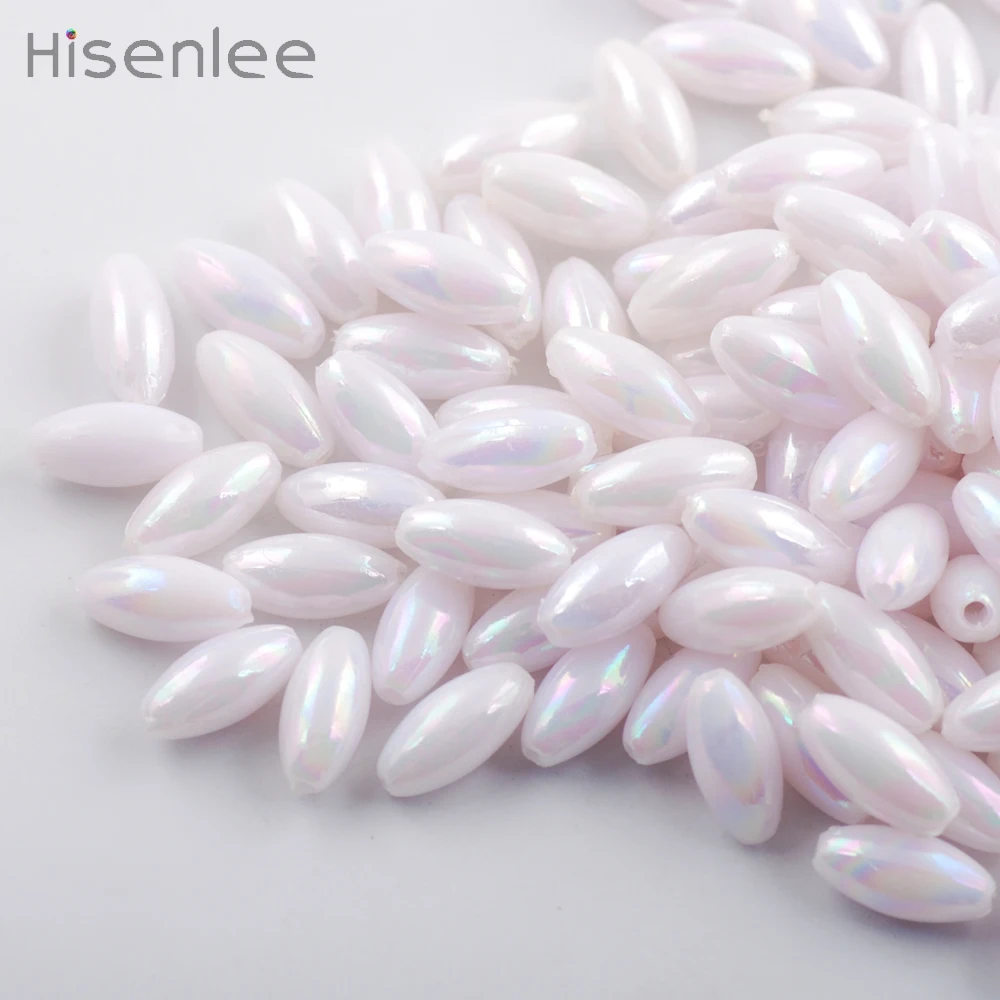 Hisenlee новый узор 6*12 мм 100 шт. Белый Акрил превосходная Форма Риса высокое