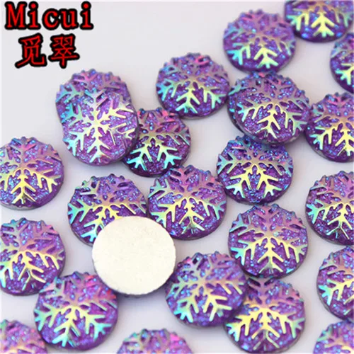 Purple AB Micui 60 шт. 12 мм Круглый Снежинка кристалл AB смолы Стразы кристаллы Камни аппликация не исправление для DIY одежды ремесла MC497 - Цвет: Purple AB