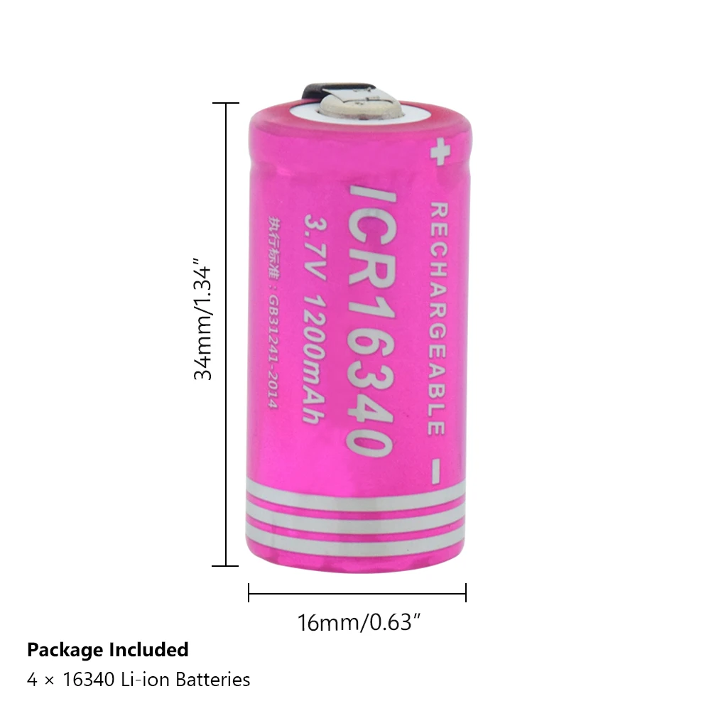 1/2/4 шт./партия Высокое качество 3,7 V 1200mAh 16340 литий-ионный аккумулятор для Батарея сотовый телефон для фары лазерная ручка светодиодный светильник вспышки светильник Светодиодный проблесковый маячок