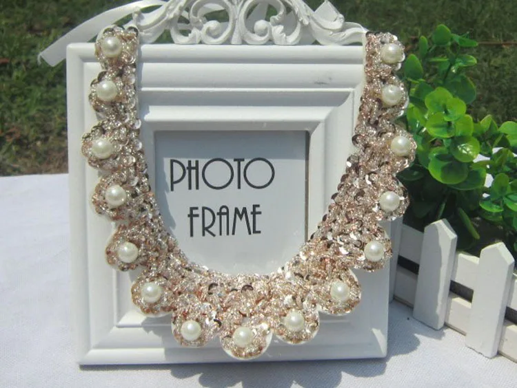 2015 новое поступление ручная работа широкий ложный воротник блестки и