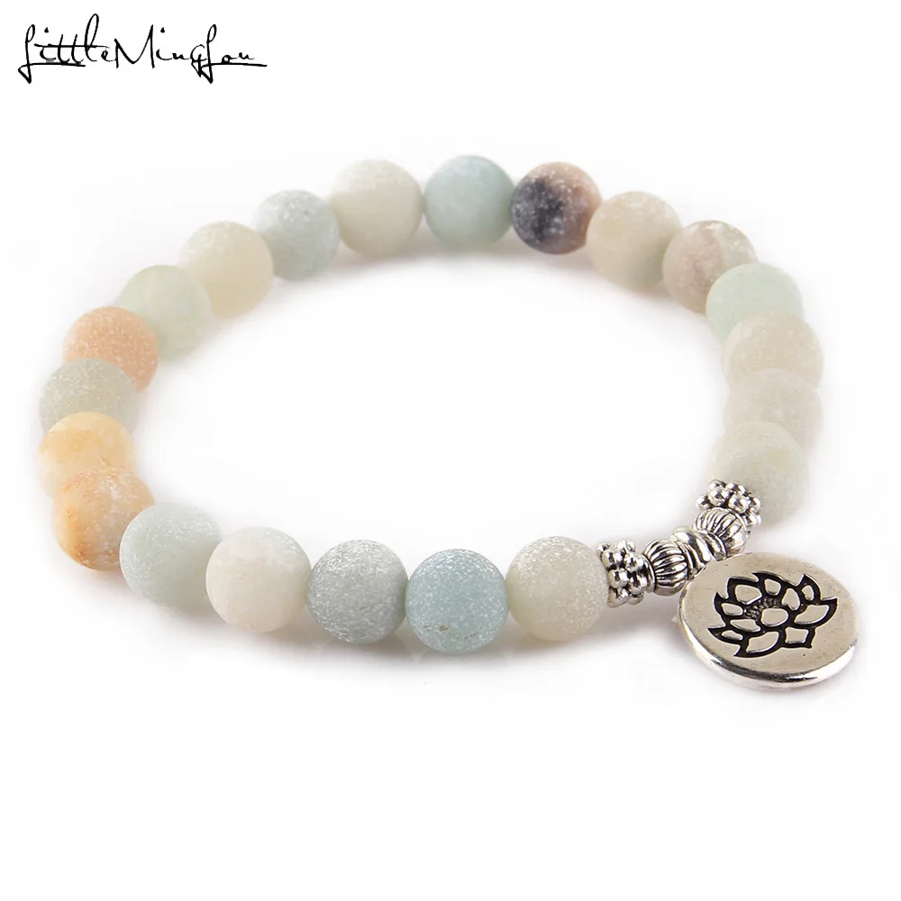 Женский браслет с подвесками Lotus OM Buddha для йоги матовыми искусственными бусинами