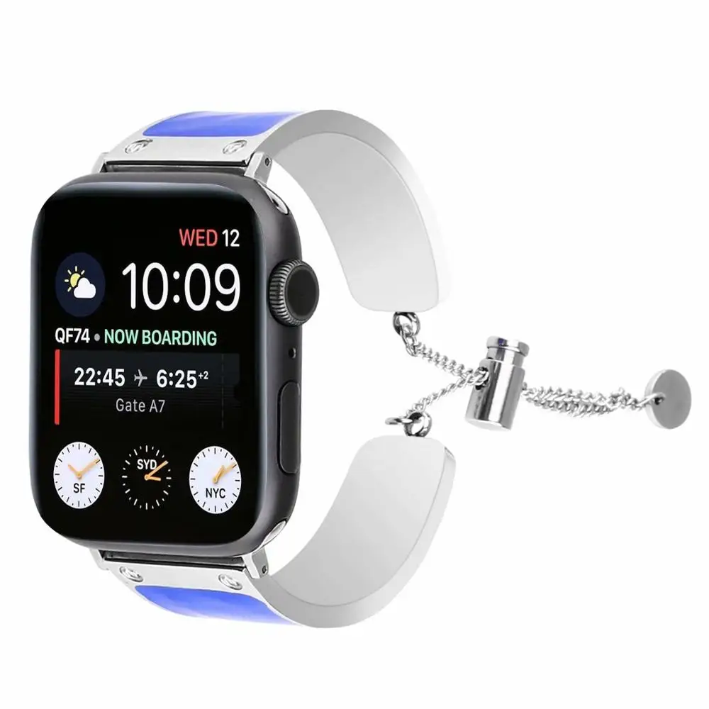 Синий браслет металлический ремешок для Apple Watch Series 4 44mm 3 2 1 42mm Серебряный Металл +