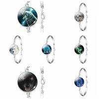 fashion white wolf silver plate bracelet glass cabochon dome jewelry wolf fashion bangle accessories gift