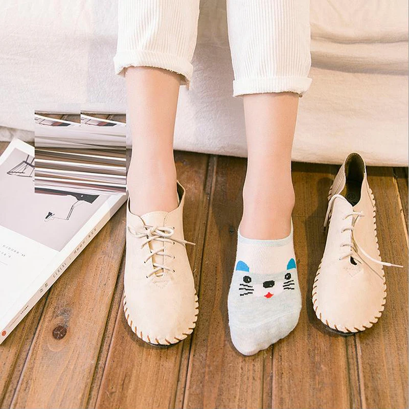Модные высококачественные носки из чесаного хлопка милые Мультяшные с вышивкой