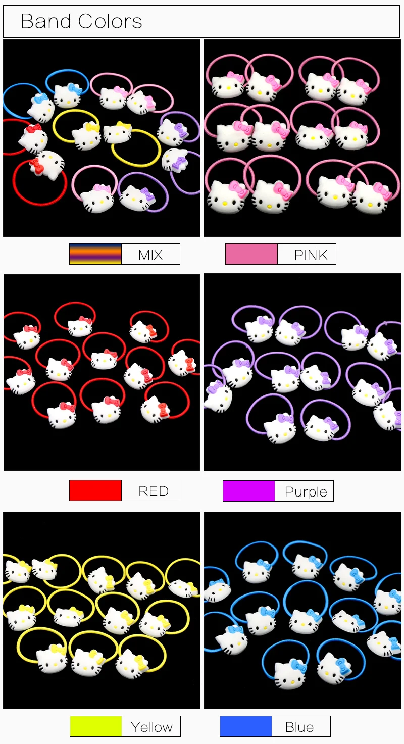 12 шт., hello kitty, эластичные резинки для волос, заколки для волос, для девочек, конский хвост, резинки, милые резинки для волос, резинки, резинки, аксессуары для волос