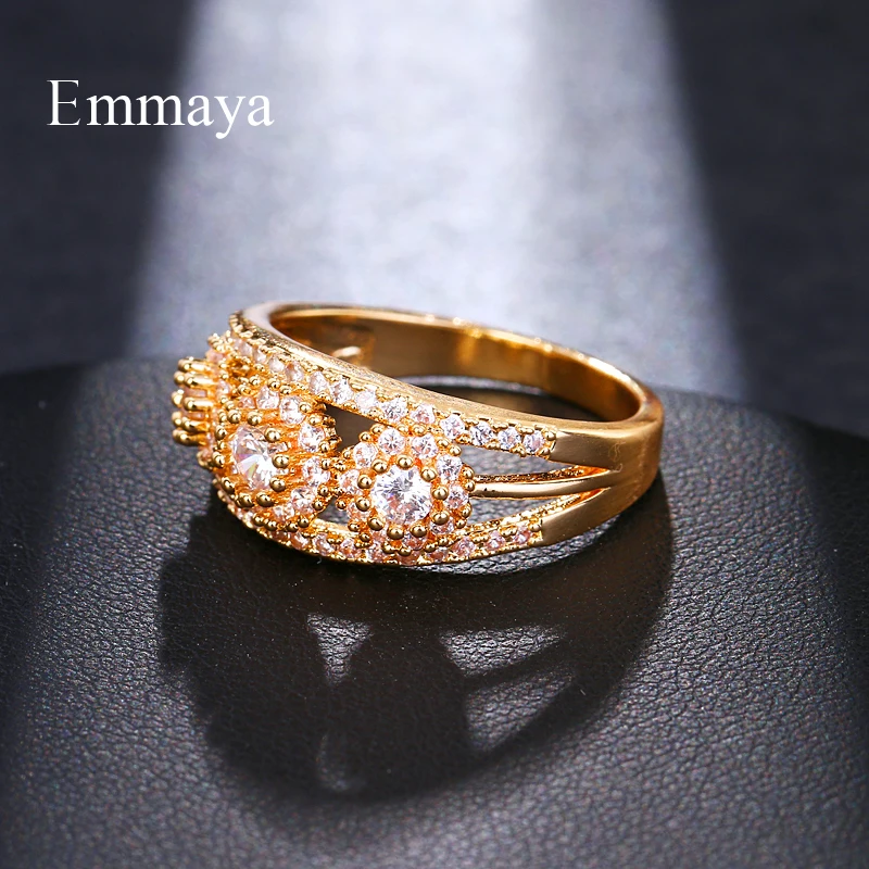 Emmaya модное роскошное Золотое циркониевое кольцо цвета шампанского женское