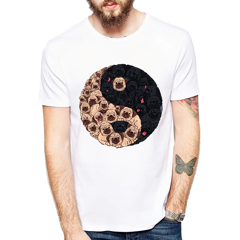 Мужская футболка с принтом мопса Ying Yang Pug Повседневная милым дизайном лето 2019|fashion