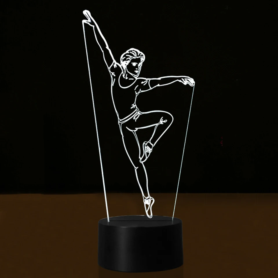 Креативная Настольная лампа с 3D USB иллюзией для мальчиков балерины детские