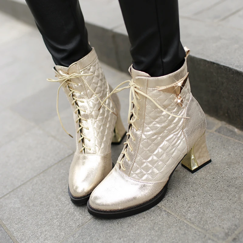 2018 Новое поступление Модные женские ботильоны на среднем квадратном каблуке со