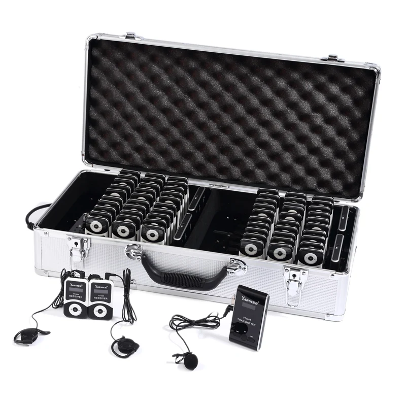 YARMEE Big Set Audio Tour Guide System/ Earphone Equipment 4 Transmitters And 60 Receivers | Microphones